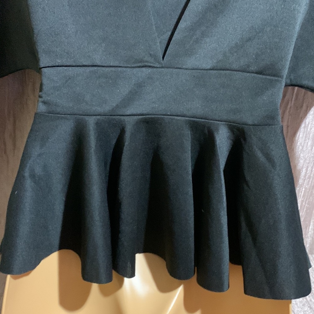 Shein Top Open Cardigan 12 Short Sleeve Ties in the Front Black Stretchy - Picture 11 of 14